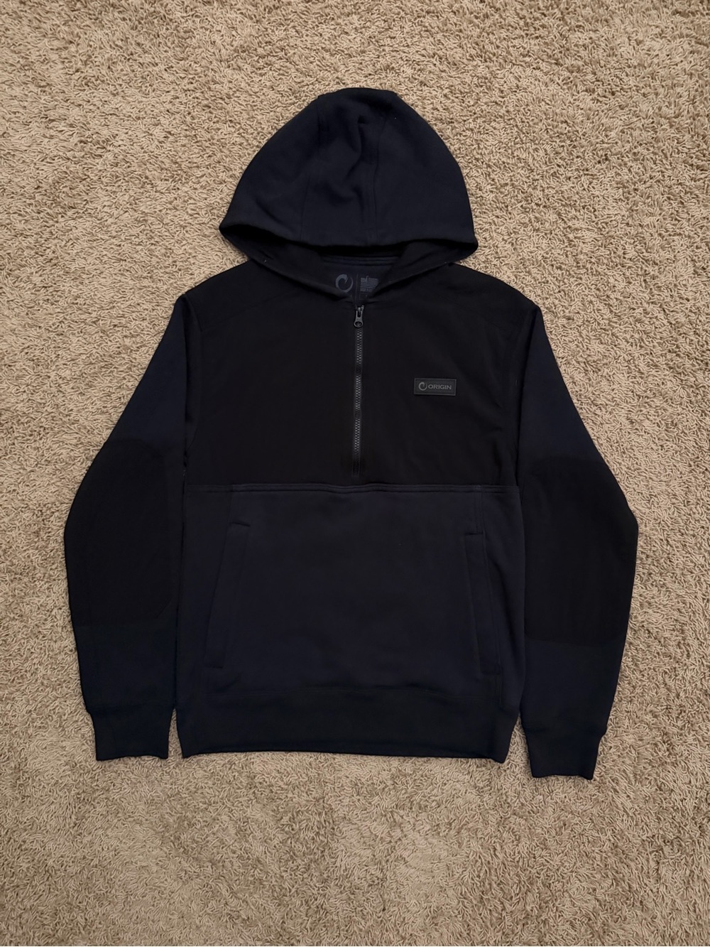 Origin Maine Heavy Half Zip Hoodie Men’s Small Black Sweatshirt USA Made